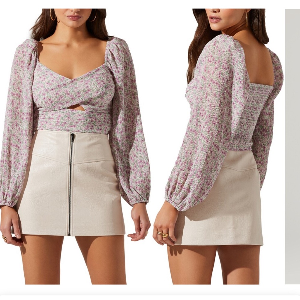 PLISSE PRINT BLOUSE